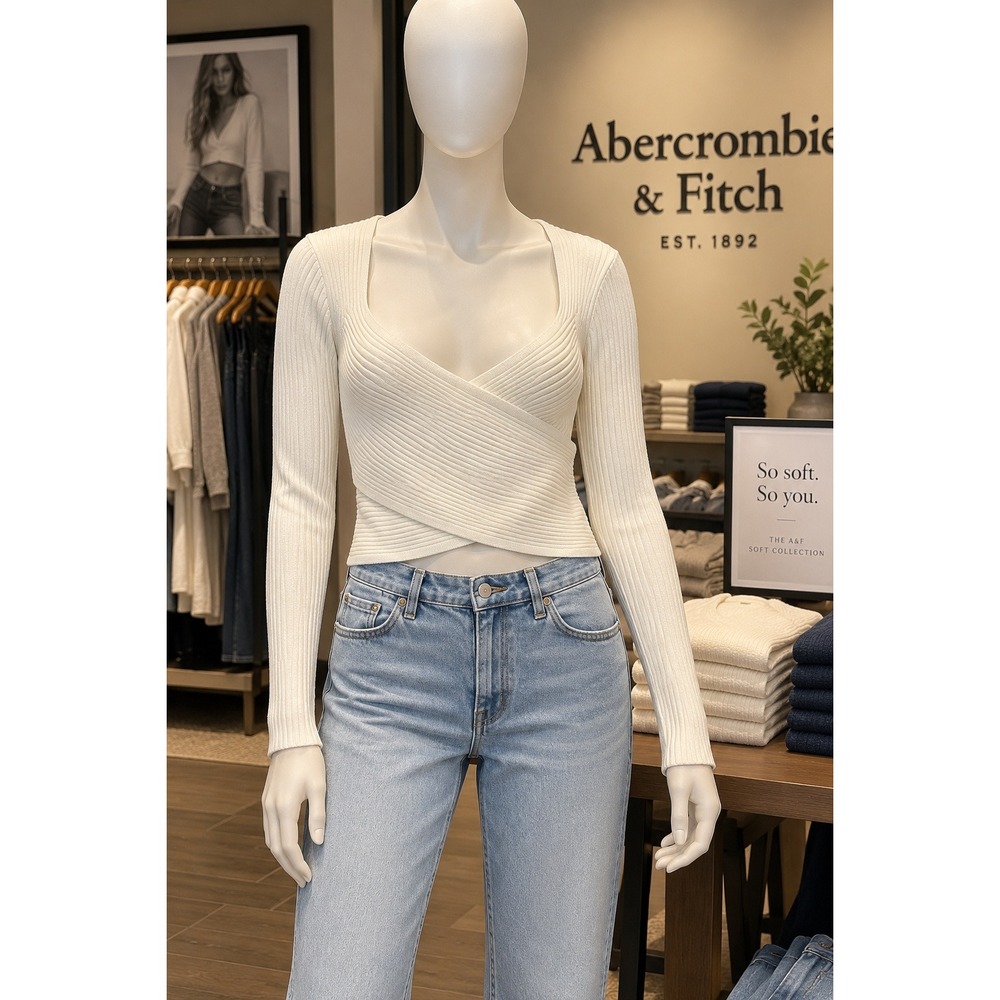 Abercrombie Soft A&F Ivory Wrap Sweater Size L